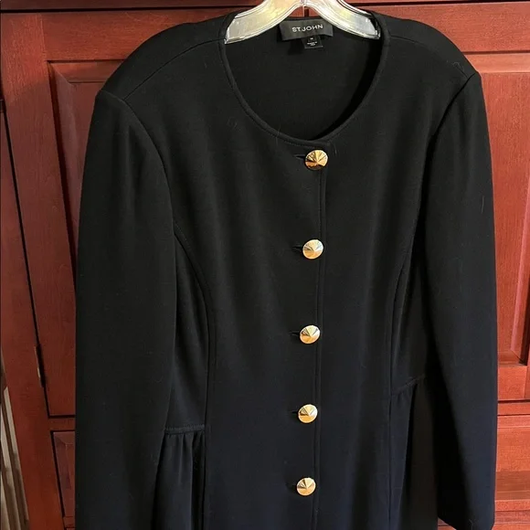 St. John Black long jacket with Gold Buttons - Picture 1 of 7